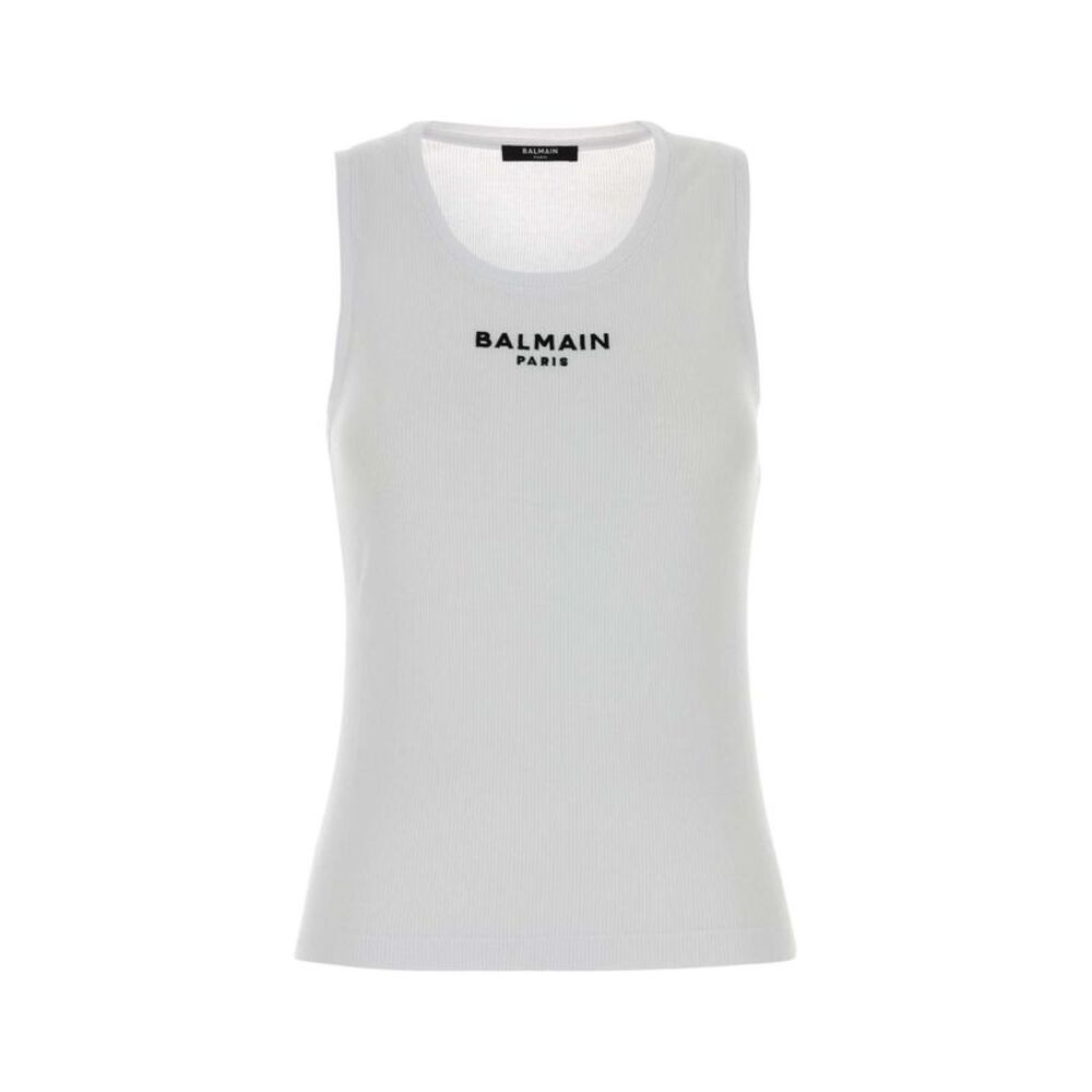 Balmain Women White Cotton Tank Top